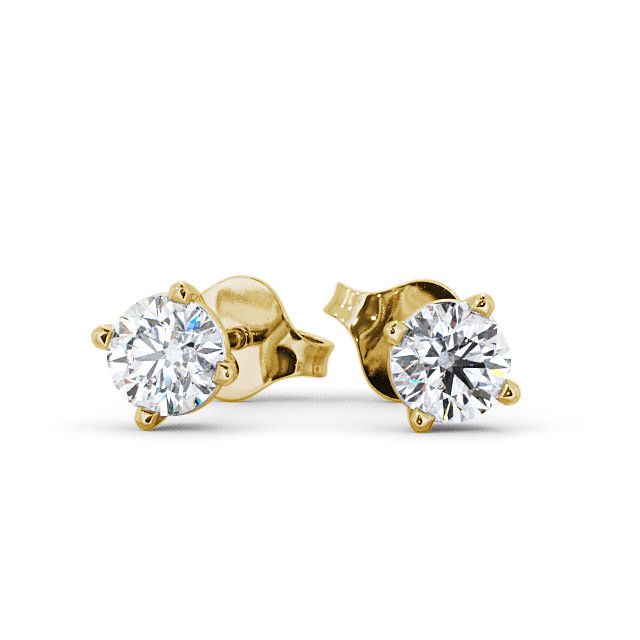 Stud Women's Earrings Certified 1 CT Round Cut EF VS/SI Lab Grown Diamond 925 Sterling Silver With Vermeil Gold
